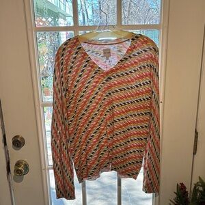 NIC+ZOE Colorful Zigzag V-Neck Sweater